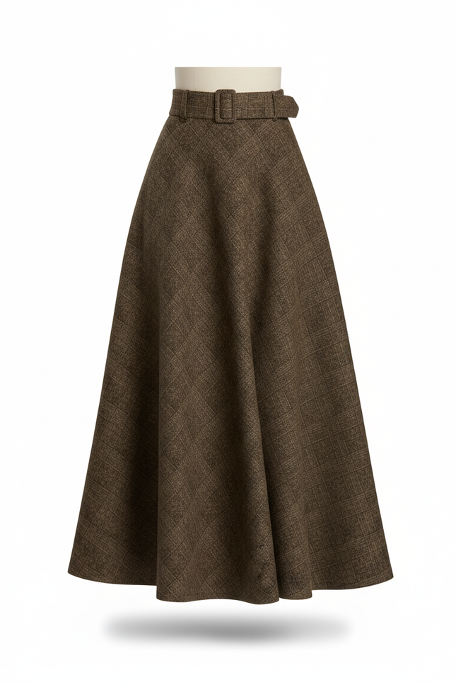 Jupe Longue Évasée Carreaux Élégante