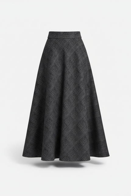 Jupe Longue Carreaux Grise Élégante
