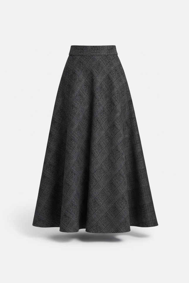 Jupe Longue Carreaux Grise Élégante