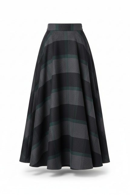Jupe Longue Carreaux Évasée Élégante