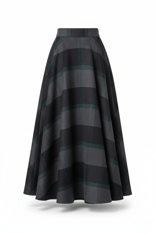 Jupe Longue Carreaux Évasée Élégante