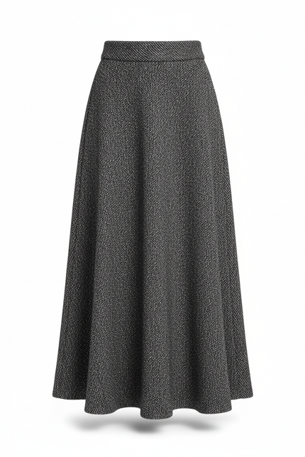 Jupe Longue Tweed Évasée Élégante