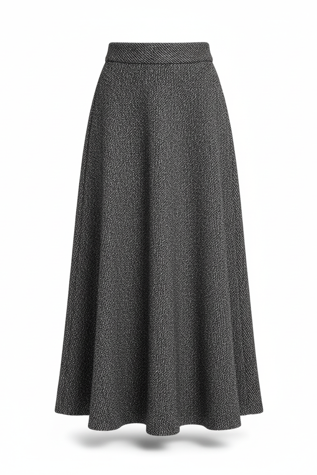 Jupe Longue Tweed Évasée Élégante