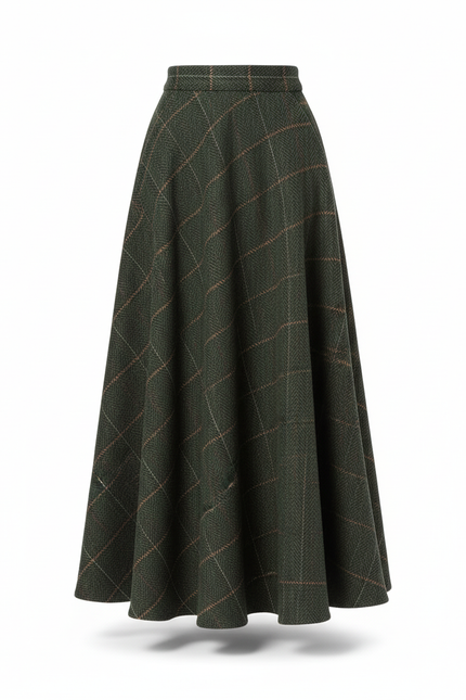 Jupe Longue Laine À Carreaux Élégante