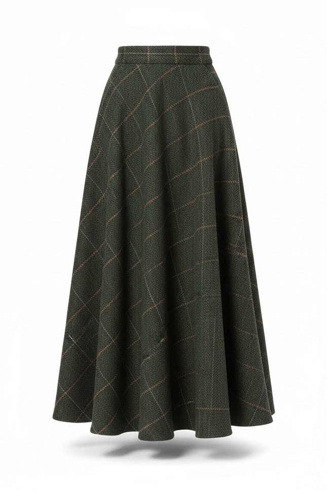 Jupe Longue Laine À Carreaux Élégante