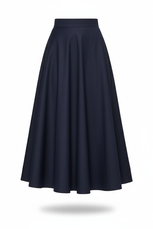 Jupe Longue Bleu Marine Évasée Élégante