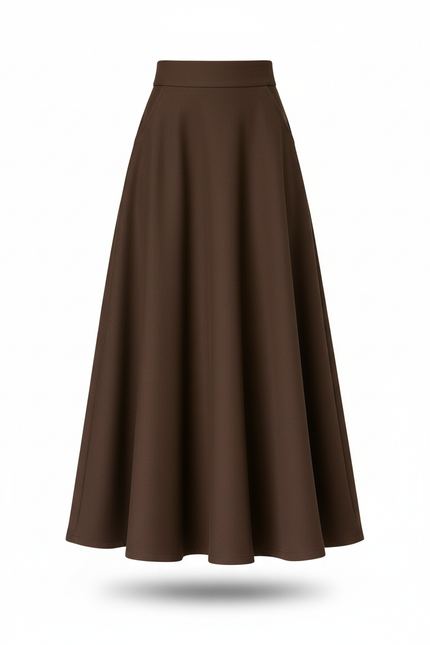 Jupe Longue Marron Évasée Élégante