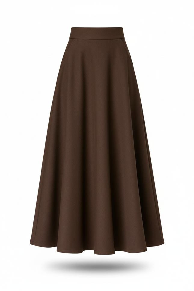 Jupe Longue Marron Évasée Élégante