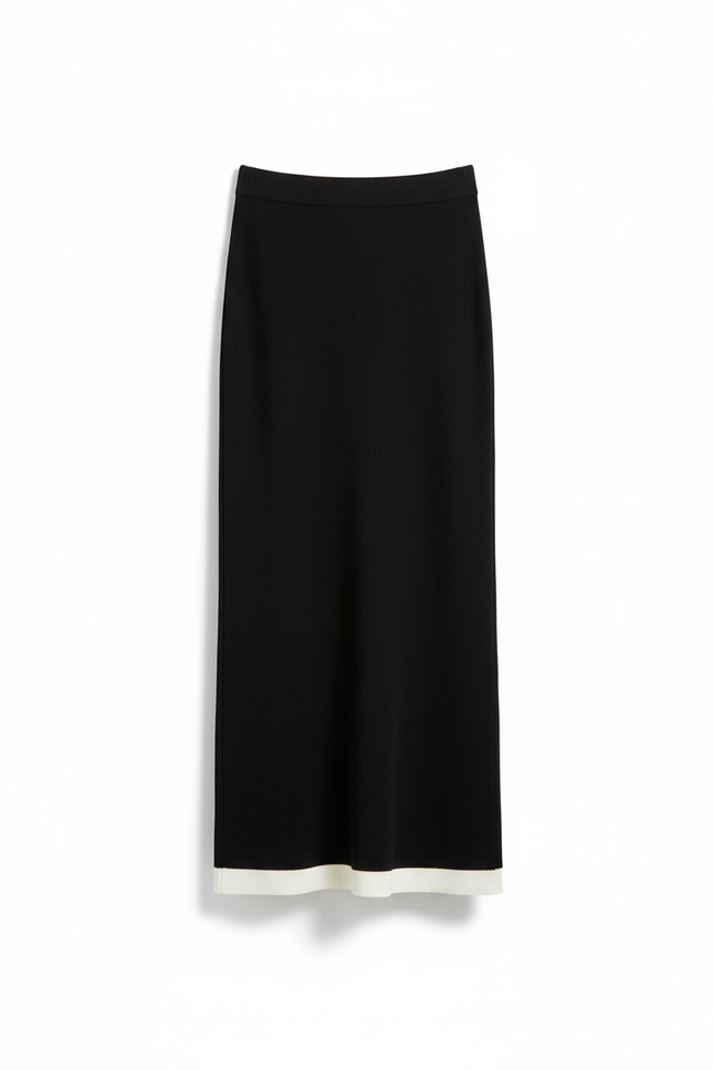 Jupe Longue Tricotée Noire Chic