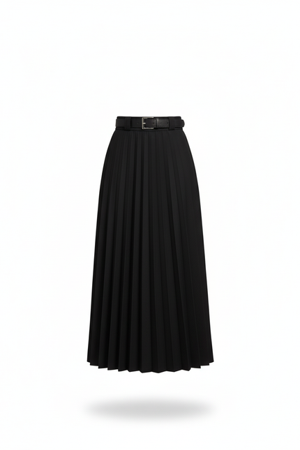 Jupe Longue Noire Plissée Chic Femme