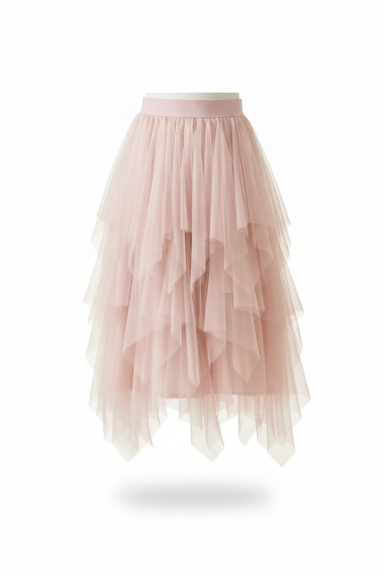 Jupe Longue Rose Tulle Superposée Chic