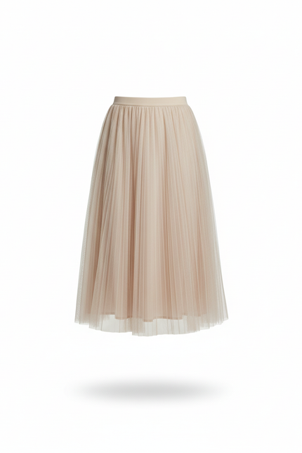 Jupe Longue Tulle Plissée Fluide Femme