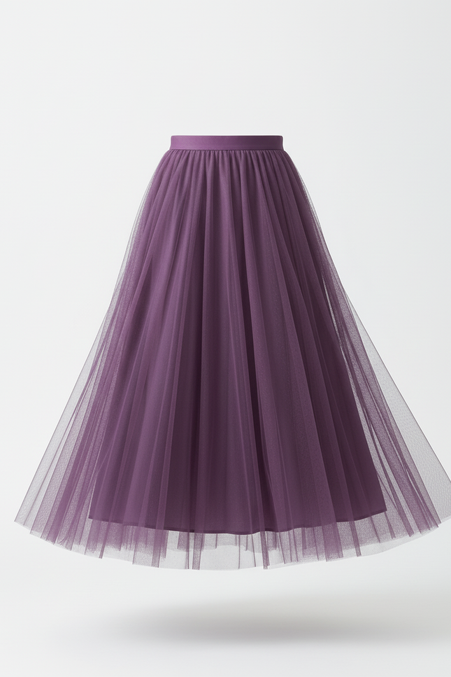 Jupe Longue Tulle Violette Fluide