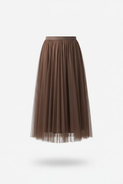 Jupe Longue Tulle Marron Fluide Bohème