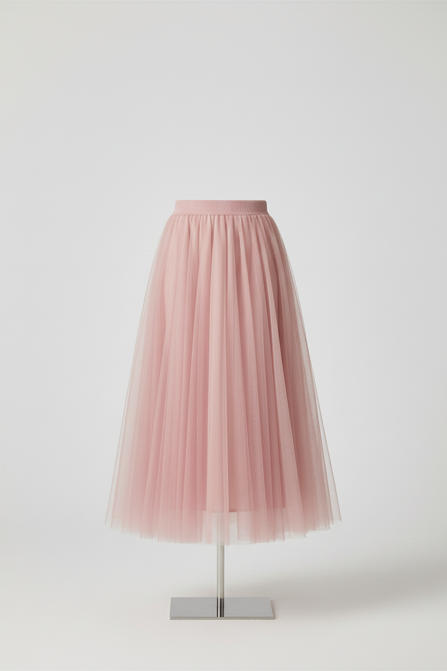 Jupe Plissée Voile Longue