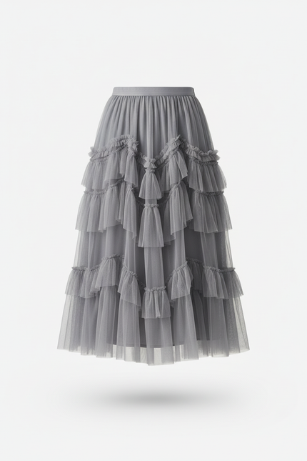 Jupe Longue Tulle À Volants Élégante