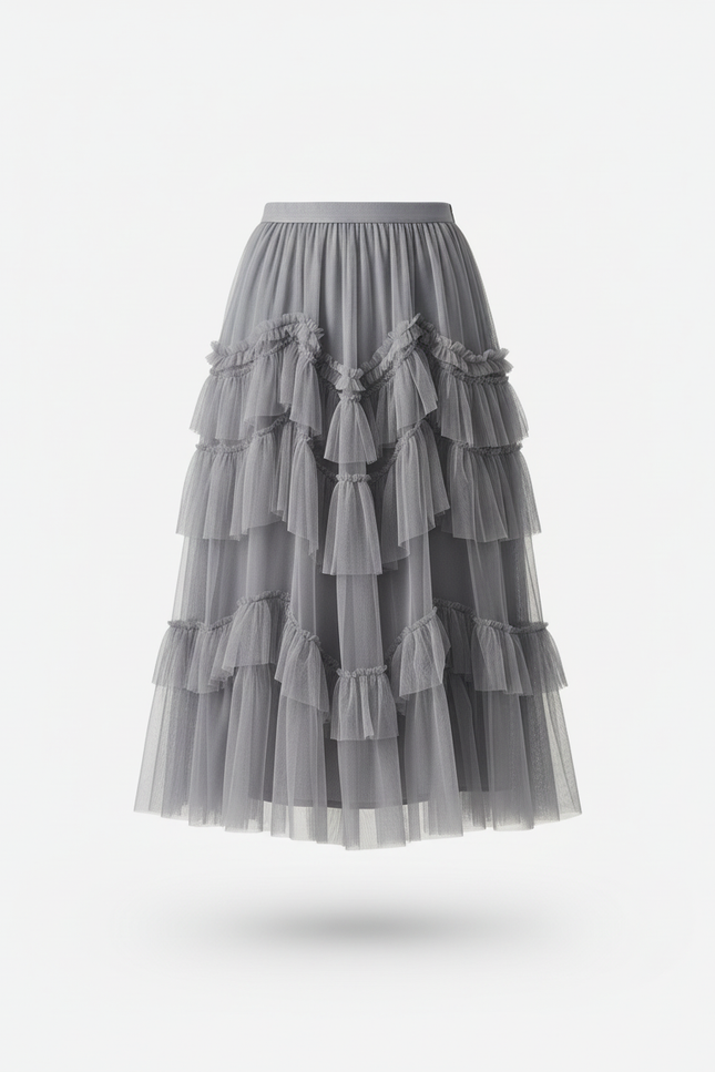 Jupe Longue Tulle À Volants Élégante