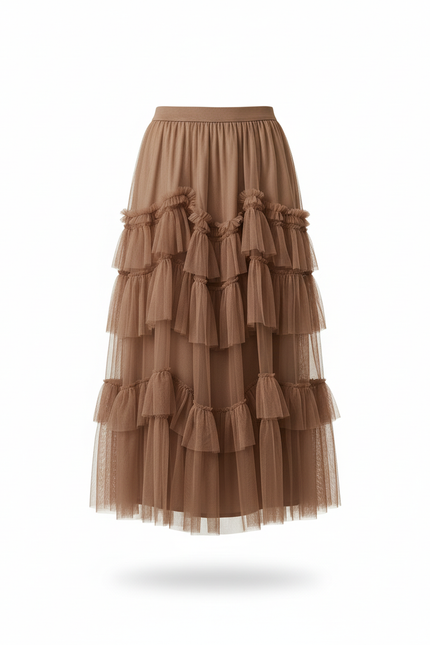 Jupe Longue Tulle À Volants Élégante Chic