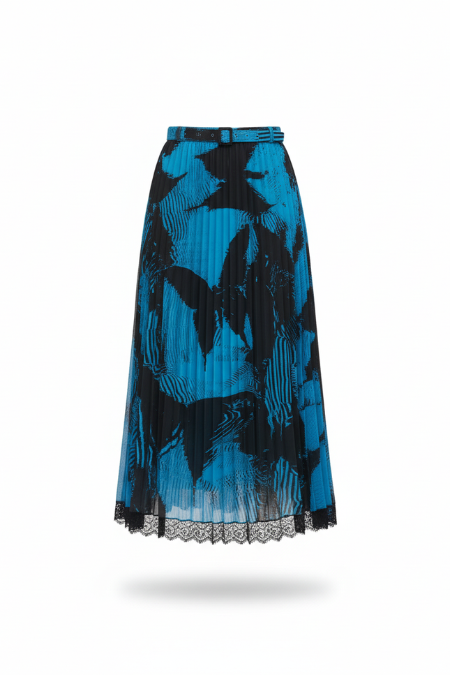 Jupe Longue Papillon Bleu Fluide