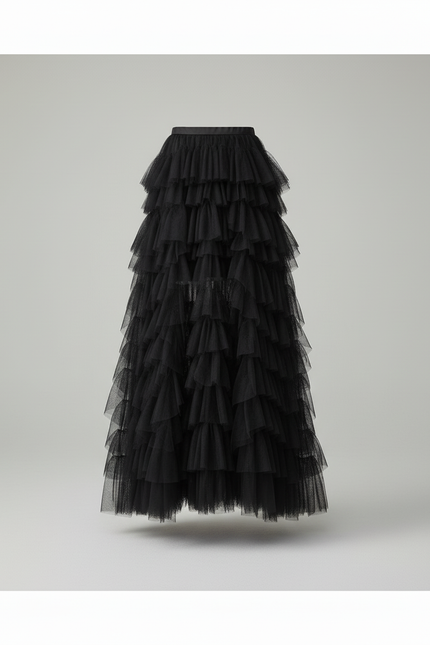 Jupe Longue Rouge Volants Élégante