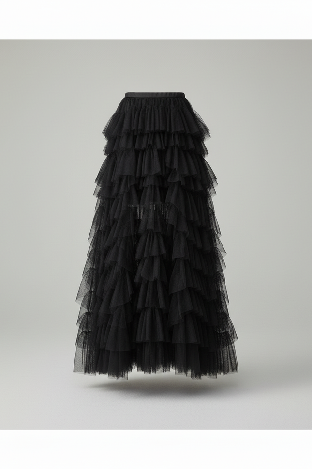 Jupe Longue Rouge Volants Élégante