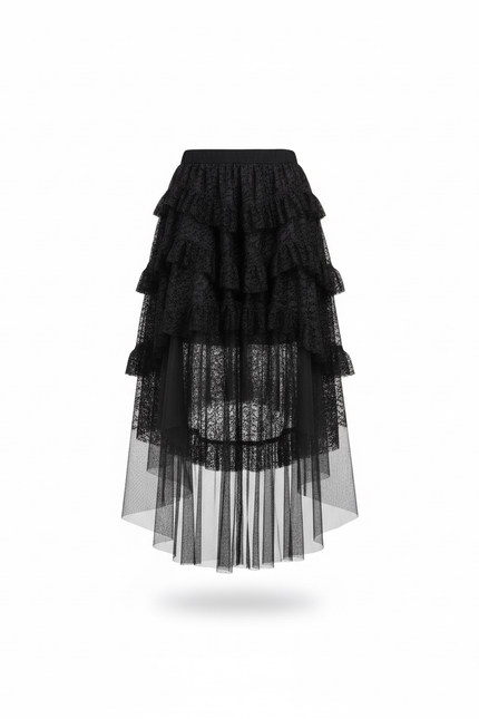 Jupe Longue Noire Asymétrique Élégante