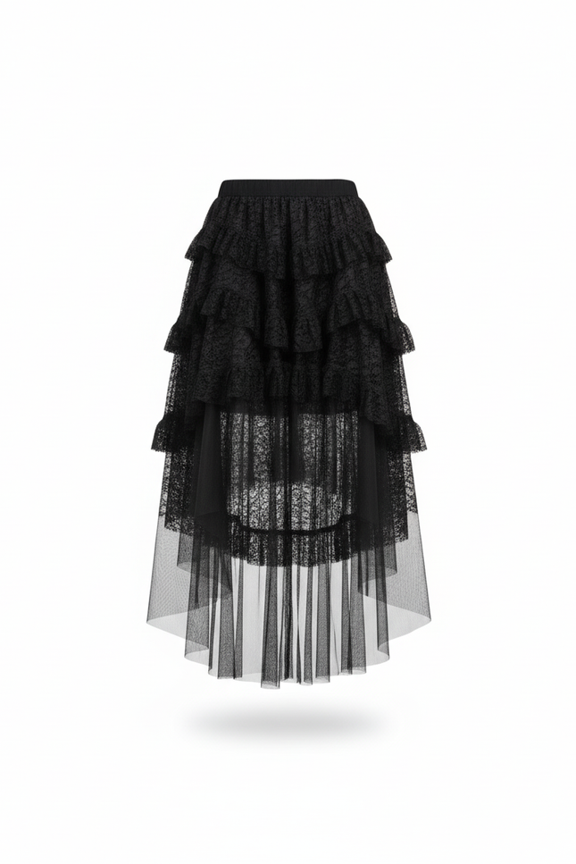 Jupe Longue Noire Asymétrique Élégante