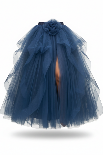 Jupe Longue Bleu Marine Tulle Élégante