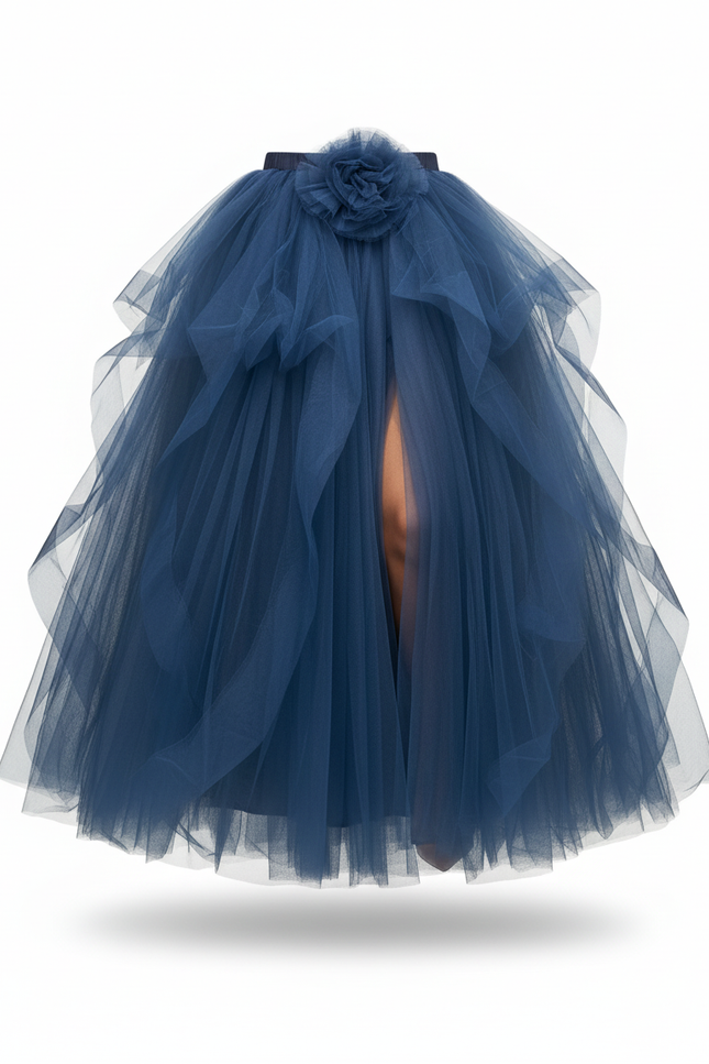 Jupe Longue Bleu Marine Tulle Élégante
