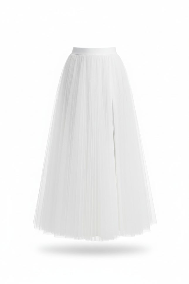 Jupe Longue Plissée Fendue