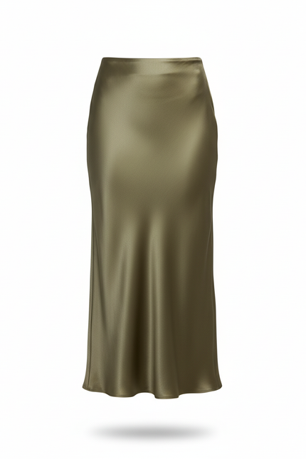 Jupe Longue Satin Kaki