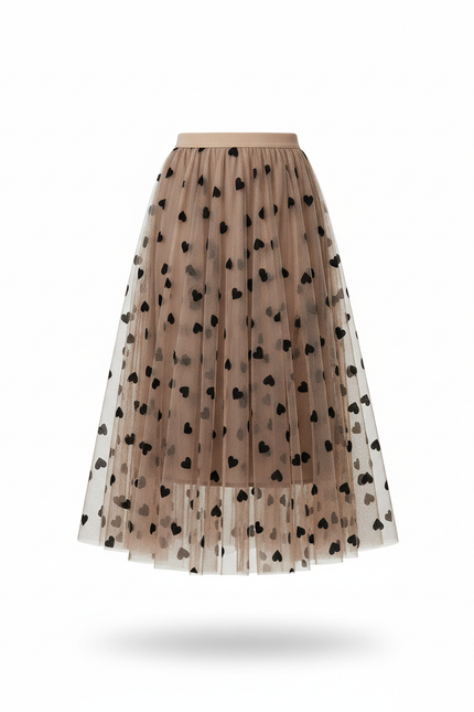 Jupe Longue Tulle Cœurs Élégante Romantique