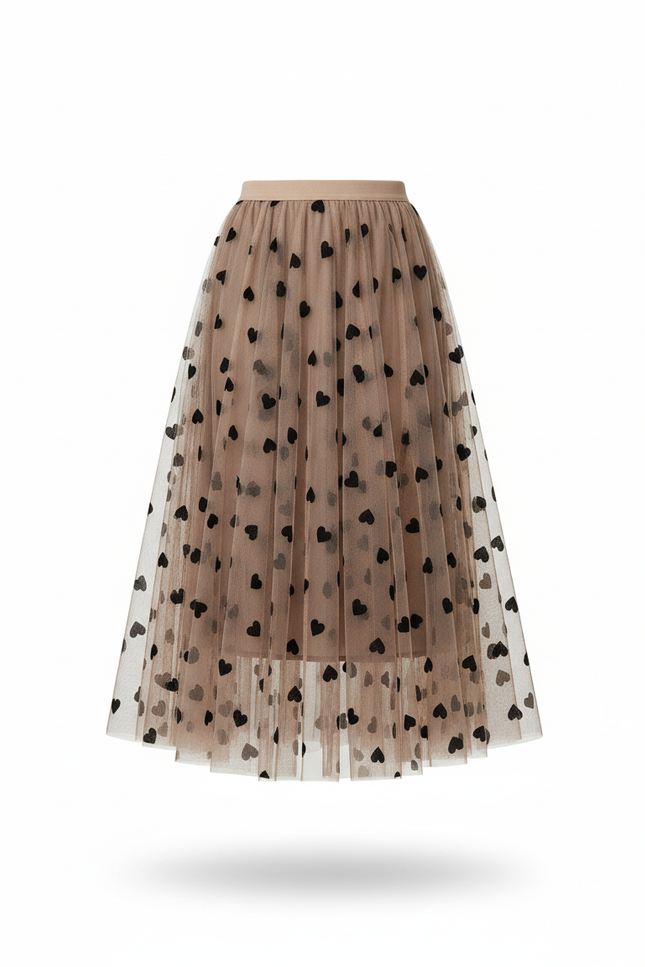 Jupe Longue Tulle Cœurs Élégante Romantique