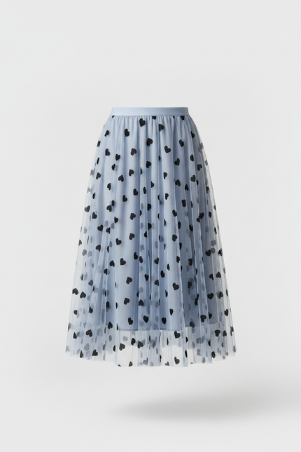 Jupe Longue Plissée Cœurs Élégante