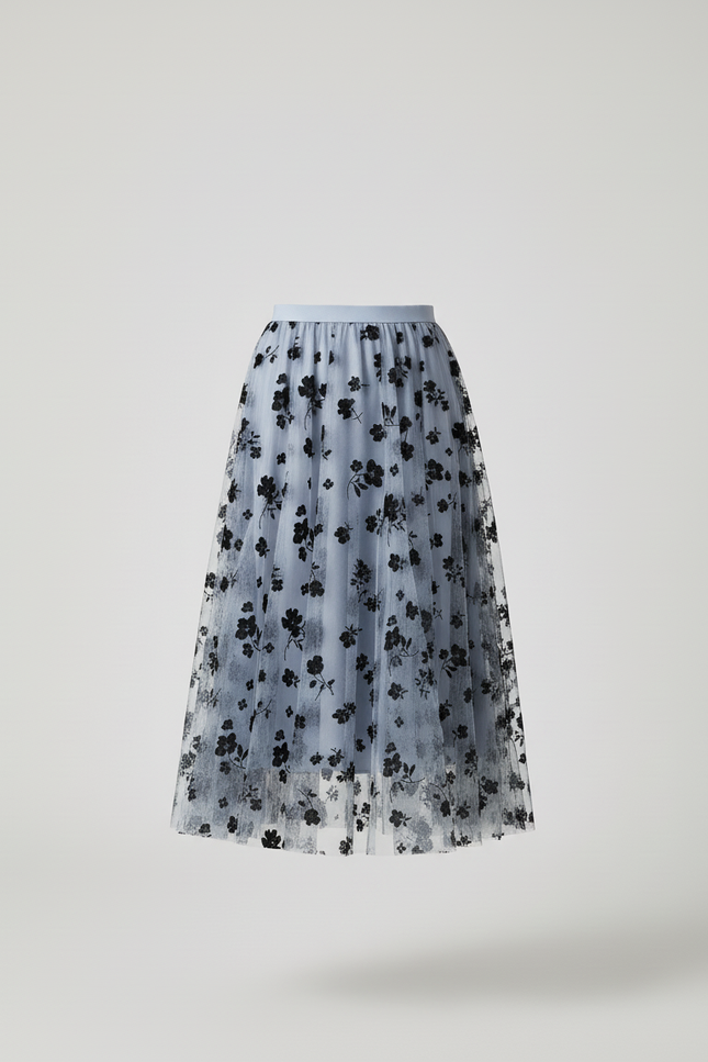 Jupe Longue Tulle Fleurie Élégante