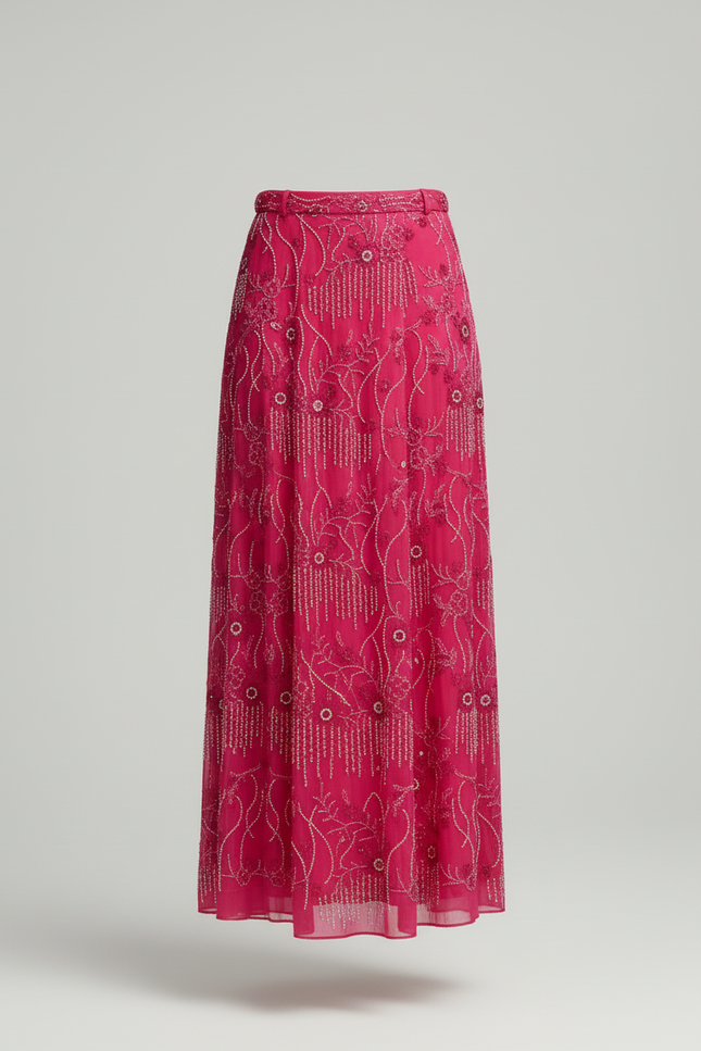 Jupe Longue Fushia Paillettes Élégante