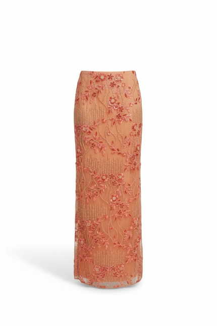 Jupe Longue Corail Brodée Élégante