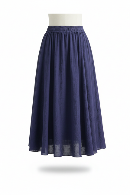 Jupe Longue Bleu Marine Femme