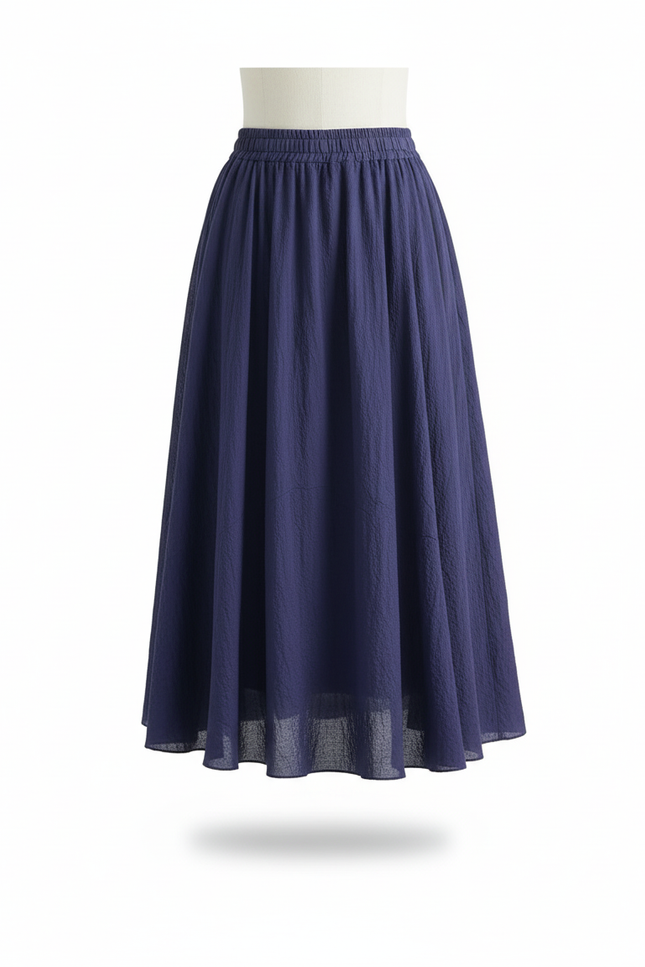 Jupe Longue Bleu Marine Femme