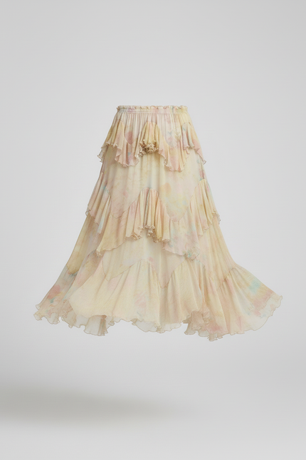 Jupe Longue Florale À Volants Fluide