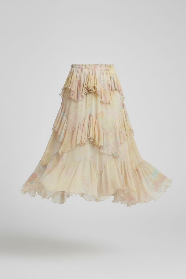 Jupe Longue Florale À Volants Fluide