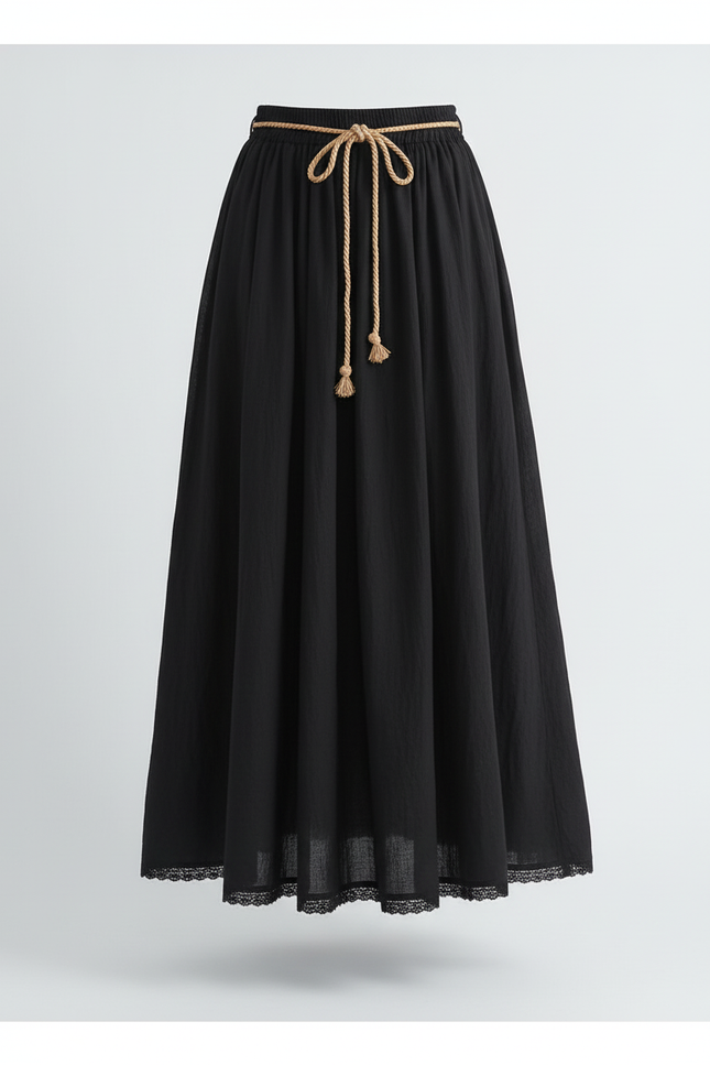 Jupe Longue Noire Lin