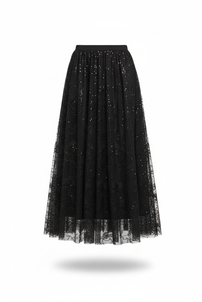 Jupe Longue Noire Pailletée Élégante