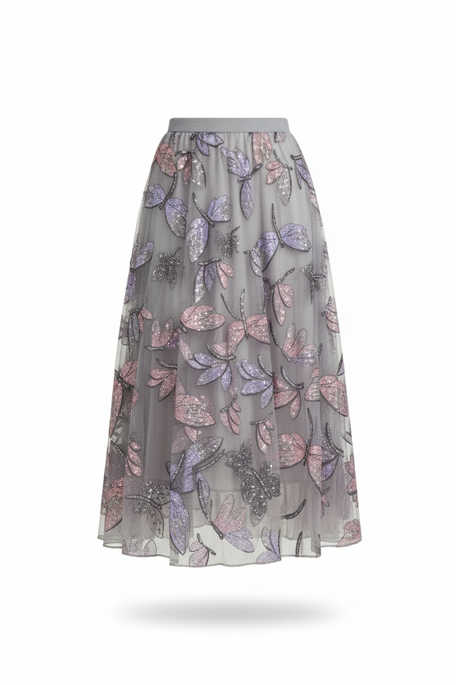 Jupe Longue Sequin Argent