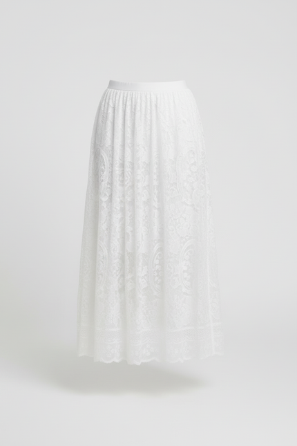 Jupe Longue Blanche Dentelle Élégante Mariage
