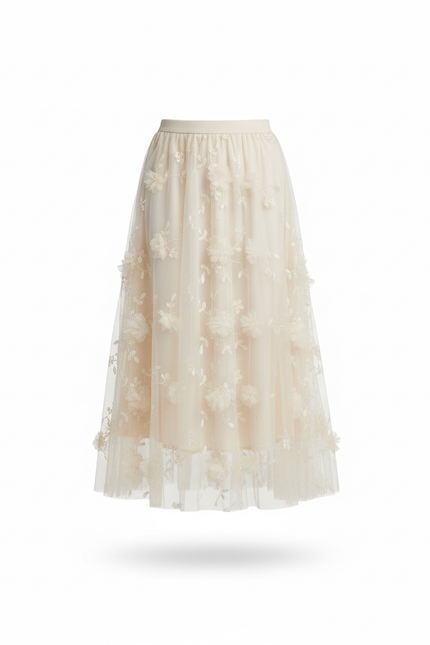 Jupe Longue Brodée Florale Élégante