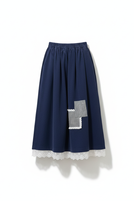 Jupe Longue Côtelée Dentelle Bohème