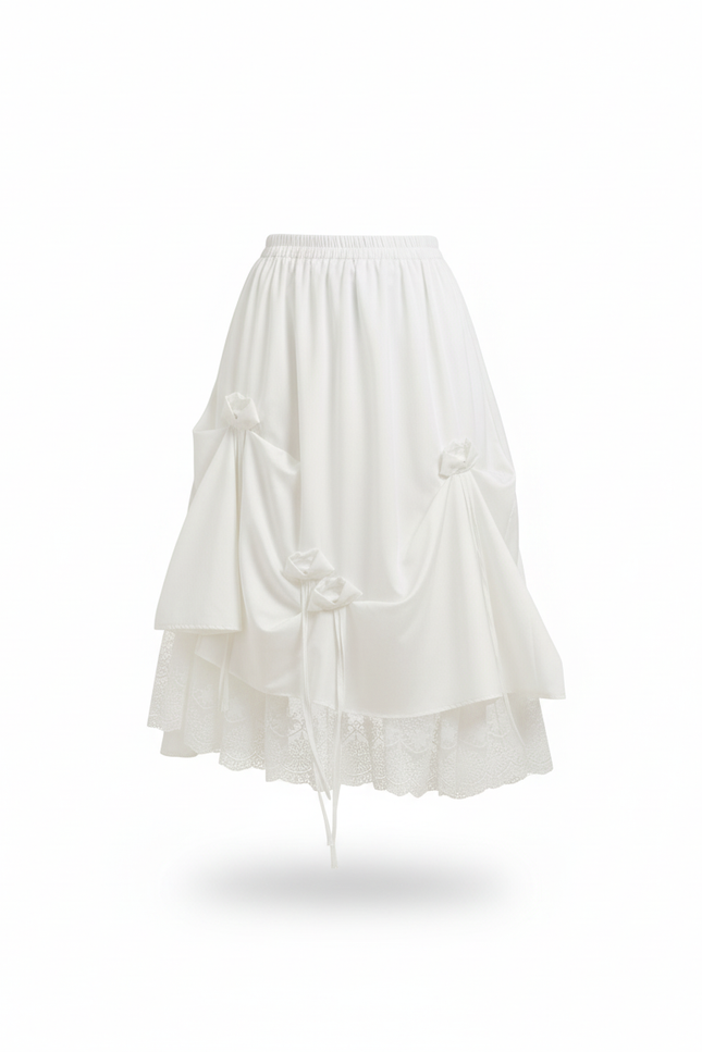 Jupe Longue Drapée Dentelle Chic