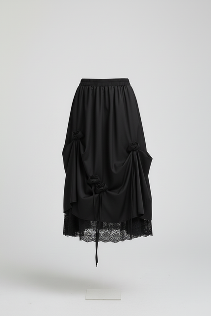 Jupe Longue Noire Dentelle Élégante Soirée