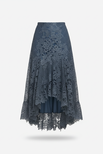Jupe Longue Dentelle Asymétrique Élégante